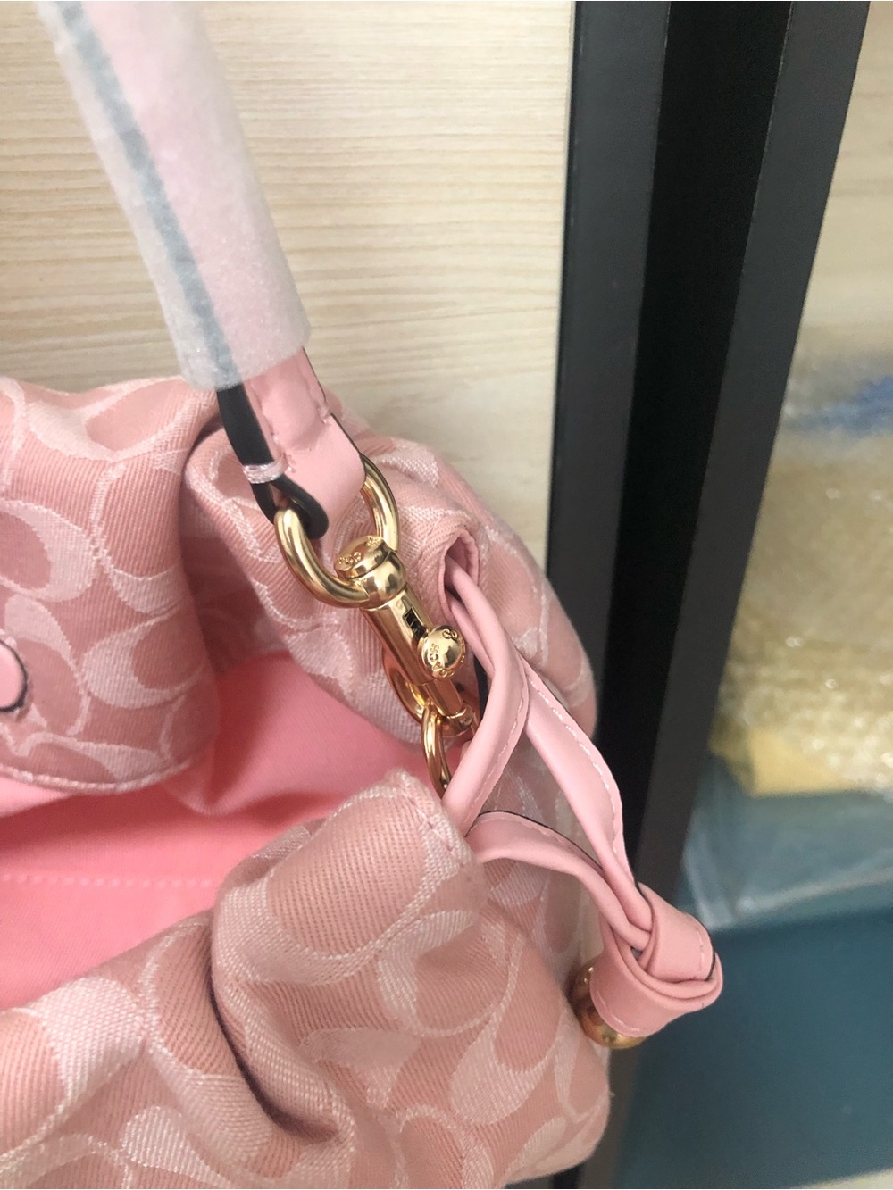Coach Pink Signature Jacquard Crossbody Bag with Gold Hardware - Picture 11 of 12